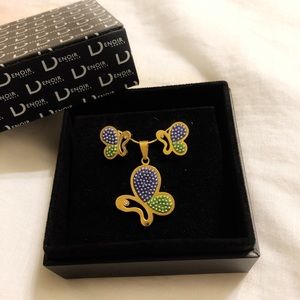 Butterfly necklace and earrings set